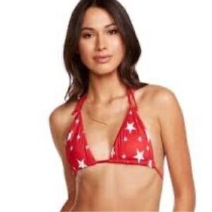 NWT Chaser Red And White Star Print Bikini Top